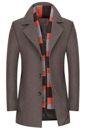 Abel Classical Chocolate Notced Lapel Winter Coat Abel Classical Chocolate Notced Lapel Winter Coat