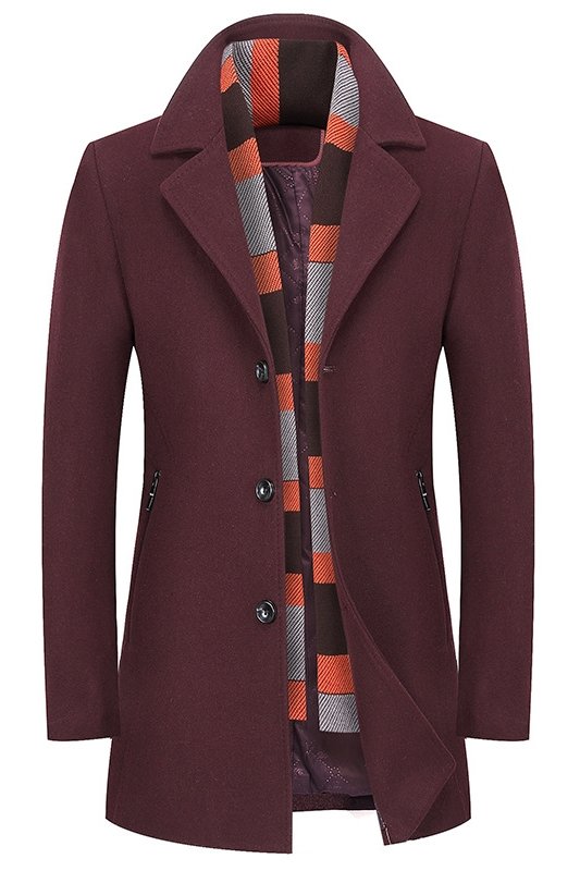 Abel Special Burgundy Notched Lapel Winter Coat