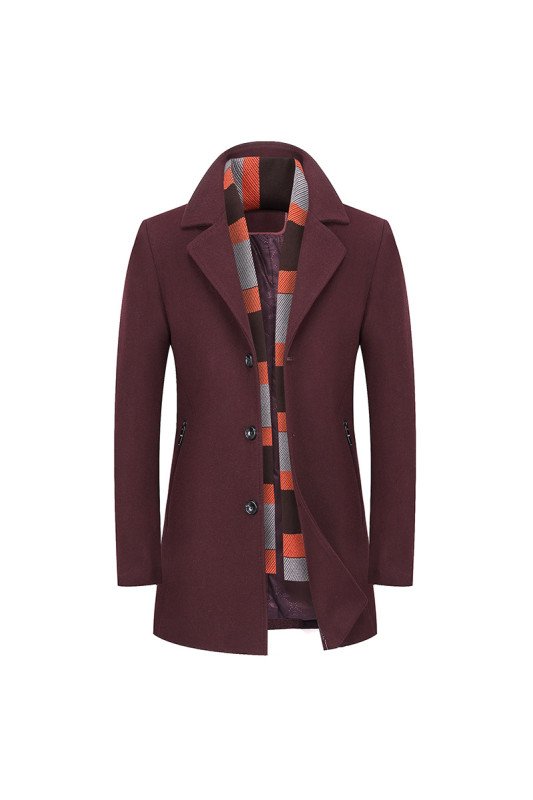 Abel Special Burgundy Notched Lapel Winter Coat