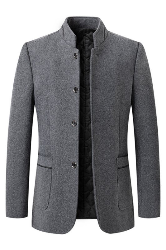 Abel Formal Gray Stand Collar Winter Coat