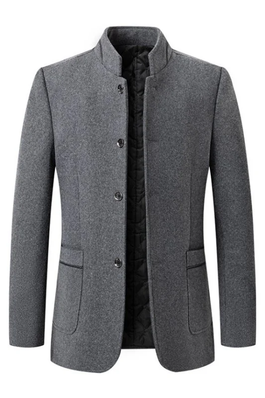 Abel Formal Gray Stand Collar Winter Coat