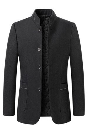 Abner Glamorous Black Stand Collar Winter Coat Abner Glamorous Black Stand Collar Winter Coat