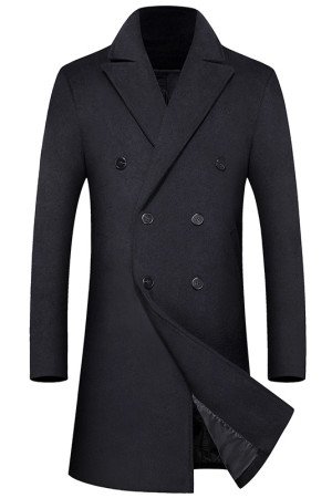 Abner Black Peaked Lapel Double Breasted New Arrival Winter Coat Abner Black Peaked Lapel Double Breasted New Arrival Winter Coat
