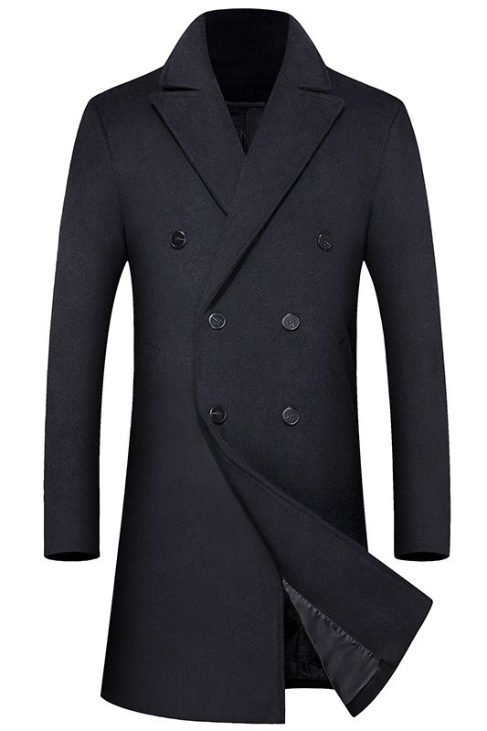 Abner Black Peaked Lapel Double Breasted New Arrival Winter Coat