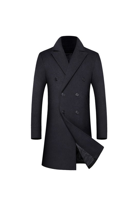 Abner Black Peaked Lapel Double Breasted New Arrival Winter Coat