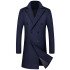 Abner Modern Dark Navy Peaked Lapel Double Breasted Winter Coat