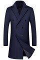 Abner Modern Dark Navy Peaked Lapel Double Breasted Winter Coat