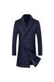 Abner Modern Dark Navy Peaked Lapel Double Breasted Winter Coat