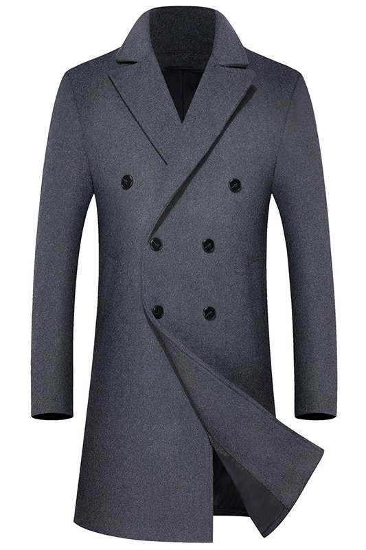 Abner Dark Gray Double Breasted Peaked Lapel Winter Coat