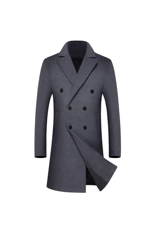 Abner Dark Gray Double Breasted Peaked Lapel Winter Coat