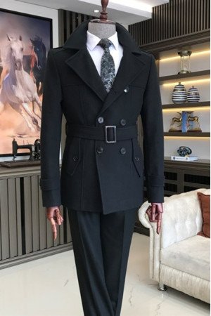 Abraham Wonderful Black Double Breasted Winter Coat Abraham Wonderful Black Double Breasted Winter Coat