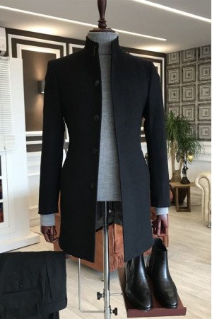 Abraham Chic Black Stand Collar Winter Collar Abraham Chic Black Stand Collar Winter Collar