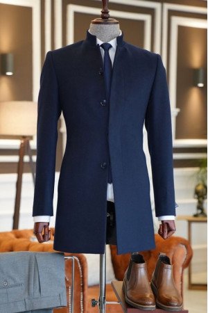 Adair Classical Dark Navy Stand Collar Winter Coat Adair Classical Dark Navy Stand Collar Winter Coat