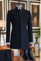 Adam Black Stand Collar Close Fitting Bespoke Winter Coat