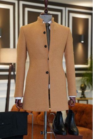 Adolph Fancy Camel Stand Collar Winter Coat Adolph Fancy Camel Stand Collar Winter Coat