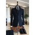 Ahern Simple Dark Navy Stand Collar Winter Coat