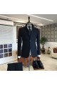 Ahern Simple Dark Navy Stand Collar Winter Coat