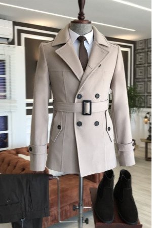 Aiden Modern Khaki Notcehd Lapel Winter Coat Aiden Modern Khaki Notcehd Lapel Winter Coat