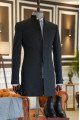 Aldrich Black Slim Fit Stand Collar Winter Coat