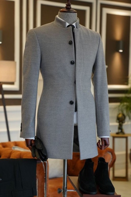 Alexander New Arrival Gray Stand Collar Winter Coat