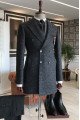 Alfred Glamorous Black Peaked Lapel Winter Coat