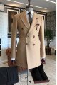 Alger Bespoke Khaki Peaked Lapel Winter Coat