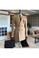 Alger Bespoke Khaki Peaked Lapel Winter Coat