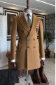 Allen fancy camel peaked lapel winter coat