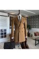 Allen fancy camel peaked lapel winter coat