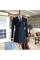 Alonzo Cool Dark Navy Peaked Lapel Double Breasted Winter Coat
