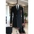 Alston Fancy Black Peaked Lapel Double Breasted Winter Coat