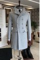 Americo Fashion Gray Stand Collar Double Breasted Winter Coat