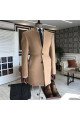 Andre Light Brown Stand Collar Slim Fit Winter Coat