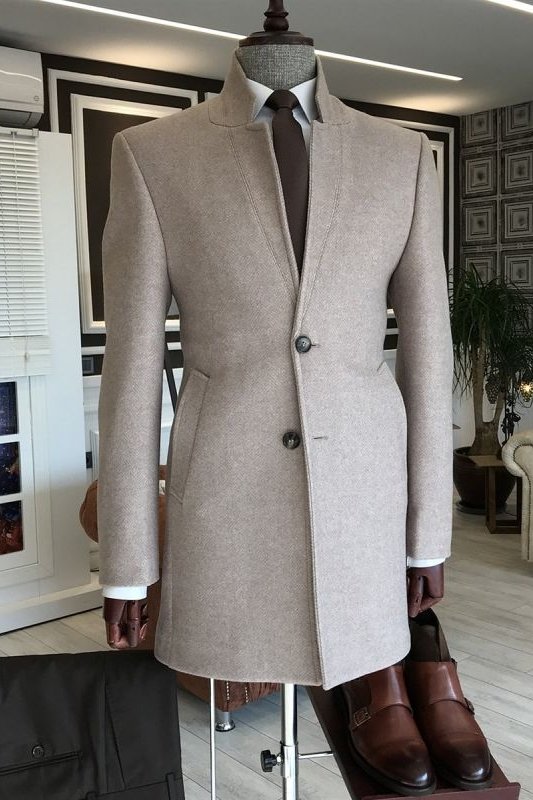 Andrew Modern Gray Stand Collar Winter Coat