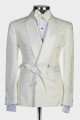 Fashion New Arrival White Jacquard Double Breasted Wedding Suits