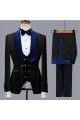 Samuel Stylish Black Jacquard Three Pieces Bespoke Wedding Suits for Groom
