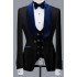Samuel Stylish Black Jacquard Three Pieces Bespoke Wedding Suits for Groom