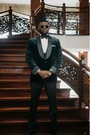 Brandon Dark Green Three Pieces Velvet Stylish Bespoke Wedding Suits