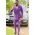 Angel Purple Double Breasted Peaked Lapel Slim Fit Prom Suit for Men