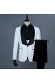 Kevin Fashion White Jacquard Three Pieces Close Fitting Wedding Suits For Groom