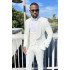 Isaiah Trendy White Three Pieces Jacquard Slim Fit Wedding Suits for Groom