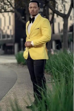 Luke New Arrival Yellow Peaked Lapel Bespoke Prom Suits for Men Luke New Arrival Yellow Peaked Lapel Bespoke Prom Suits for Men