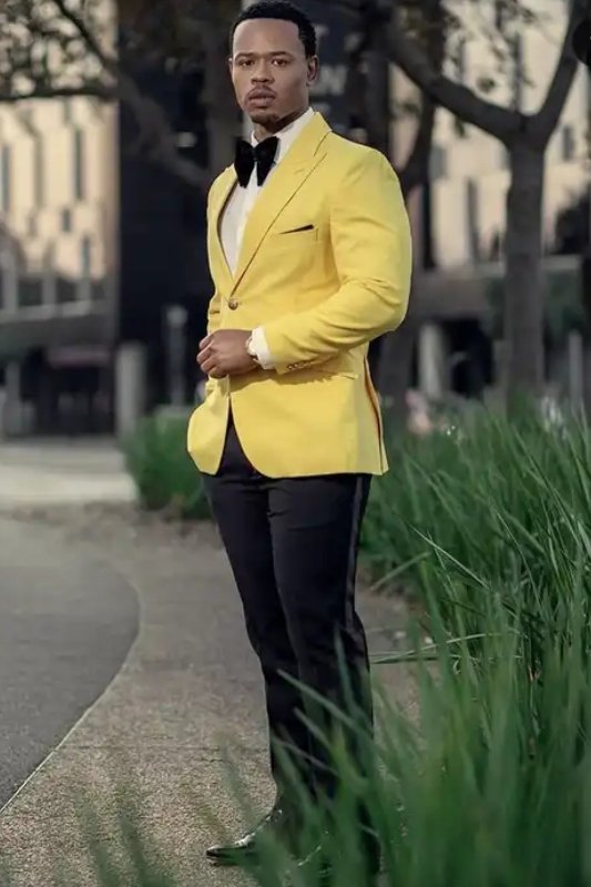 Luke New Arrival Yellow Peaked Lapel Bespoke Prom Suits for Men