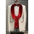 Nicholas New Arrival White Three Pieces Jacquard Wedding Suits with Velvet Lapel