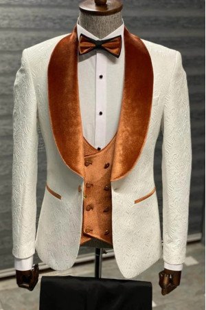 Jackson Newest Jacquard White Shawl Lapel Slim Fit Wedding Groom Suits Jackson Newest Jacquard White Shawl Lapel Slim Fit Wedding Groom Suits