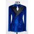 Isaac Royal Blue Velvet Double Breasted Slim Men Suit for Prom