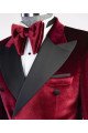 Isaac Red Velvet Double Breasted Slim Men Suit for Prom