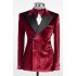 Isaac Red Velvet Double Breasted Slim Men Suit for Prom