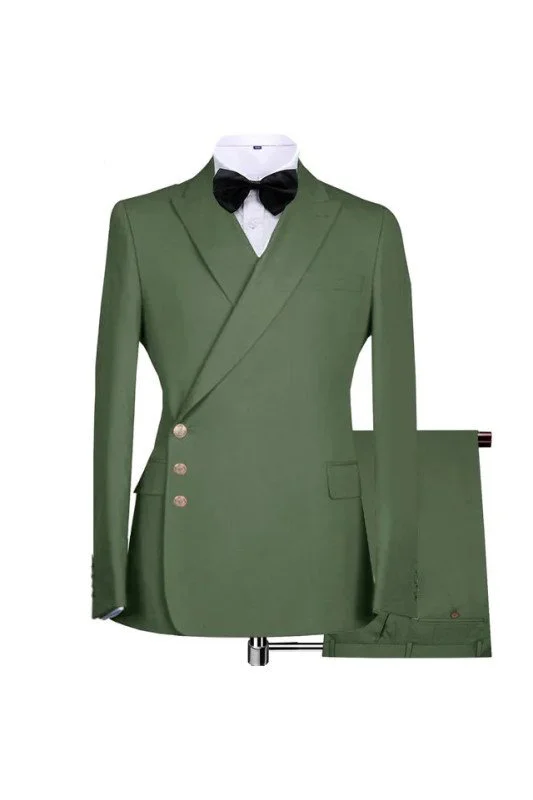 Jacob Oliver Green Peaked Lapel Bespoke Fashion Men Suits for Prom