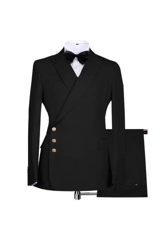 Stylish Black Peaked Lapel Velvet Men's Prom Suit